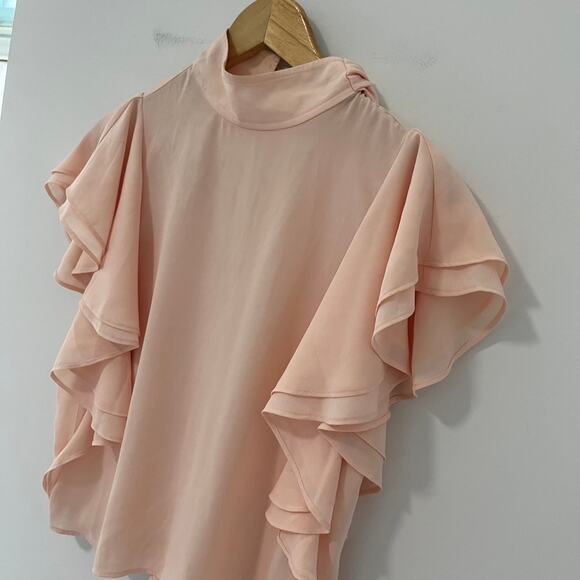 Leith Pink Ruffle Short Sleeve Blouse Size Small - Picture 4 of 6